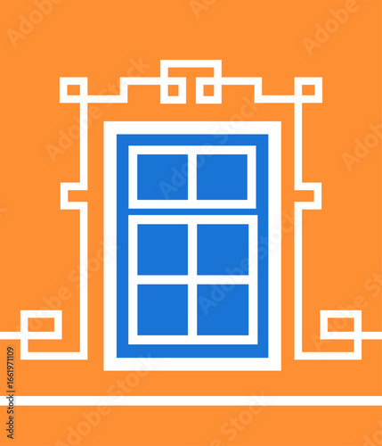 WINDOW MINIMALIST,  Double windows for balcony background orange