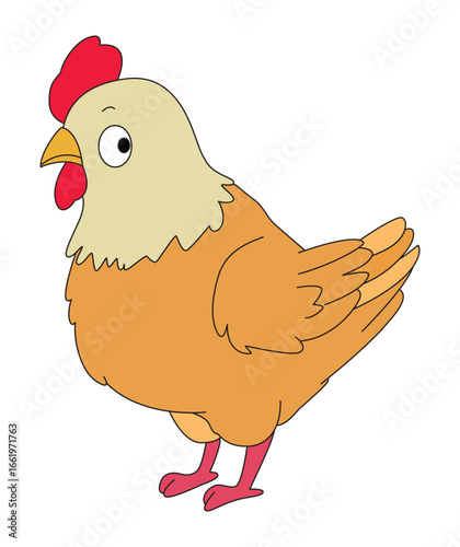 A funny rooster with a serious face