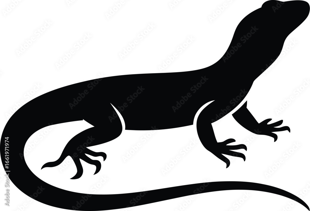 Naklejka premium Black lizard silhouette reptile animal