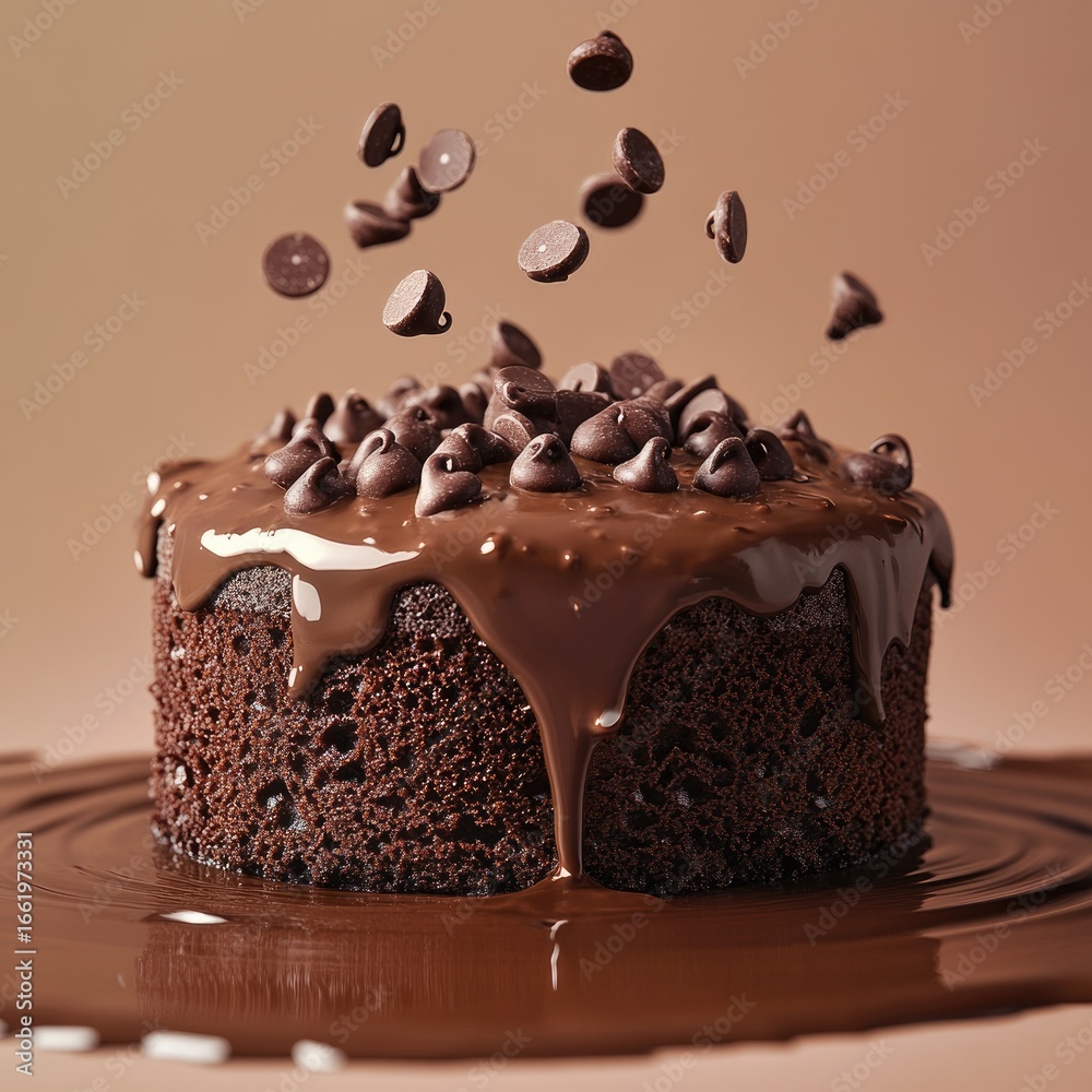 Obraz premium A chocolate cake with some choco chips