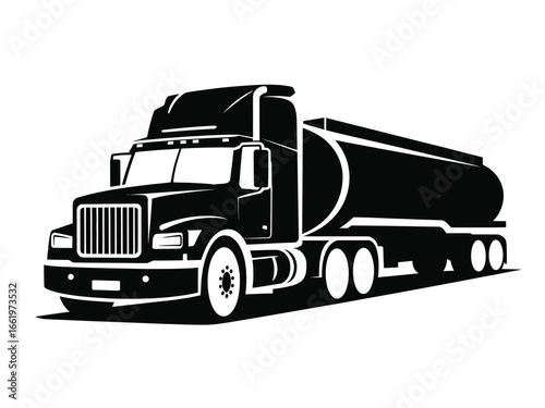 Illustration of a tanker truck, a specialized vehicle for transporting liquids and gases