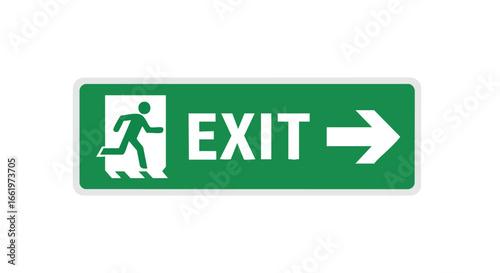A Vital Green Escape: Clear Exit Signage Guiding Swift Evacuation with Directional Arrow, Safety First, Evacuate Now 50 char