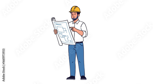 Construction professional intently examining blueprints, ensuring precision and adherence to structural design specifications for project execution