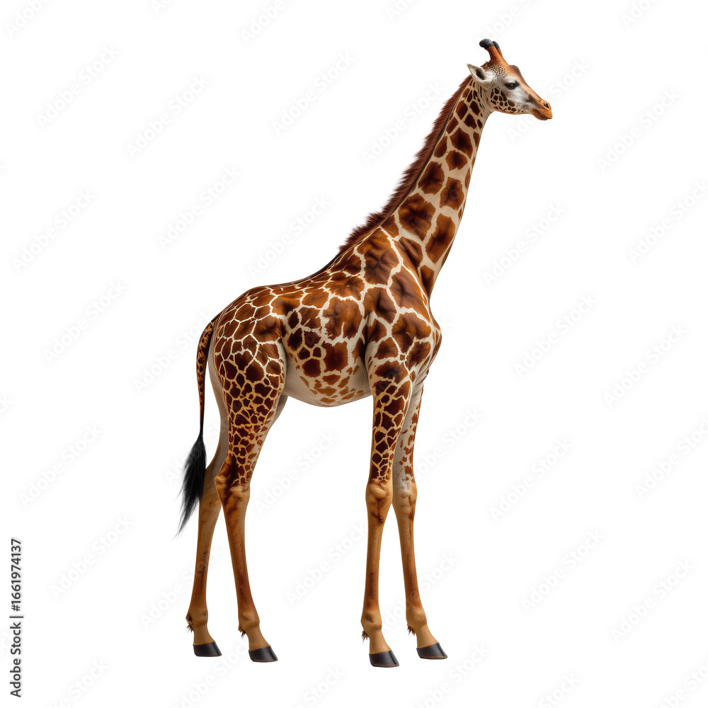 Obraz premium Majestic Giraffe Standing Gracefully Against a Transparent background