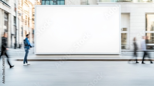 Empty Urban Sidewalk with Blank Billboard in City Setting