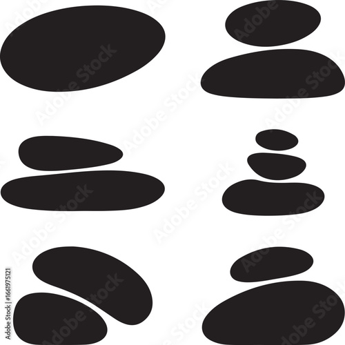 Black smooth shapes balanced abstract calm