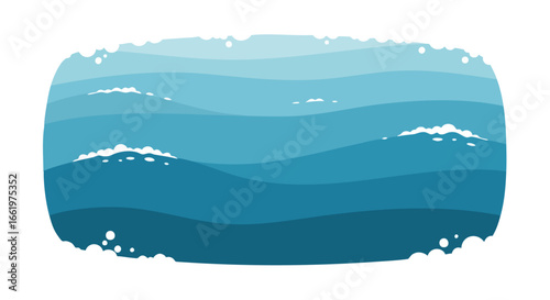 Stylized Ocean Wave Illustration with Shades of Blue Depicting Serenity and Aquatic Beauty, Reflecting the Depths and Surface of the Water World