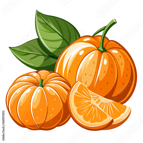 mandarin orange with leaves