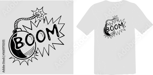 Boom Comic Style Bomb T-Shirt Design