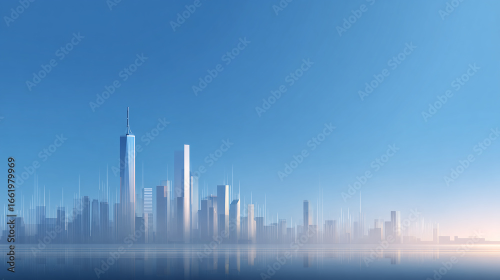 Obraz premium background of modern city skyline and tech lines
