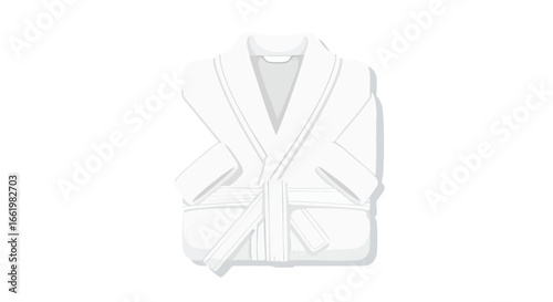 Folded pristine white bathrobe illustration, offering a concept of relaxation and comfort within wellness or lifestyle themed visuals