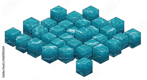 Abstract isometric geometric water cubes pattern for modern design projects