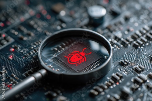Examining a microchip for potential cyber threats during a cybersecurity analysis in a digital environment