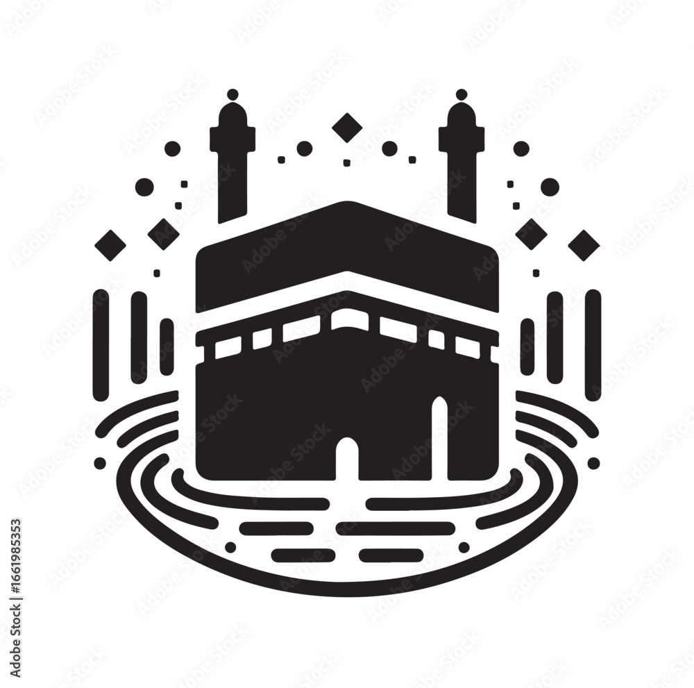 Naklejka premium Minimal Kaaba Logo Design – Modern Islamic Vector Art