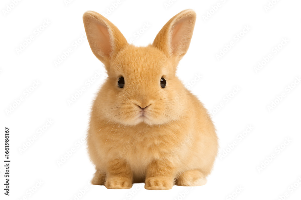 Obraz premium adorable fluffy rabbit, a sweet and gentle bunny with soft fur and big eyes, a perfect companion for a pet-themed project, isolated on a transparent background
