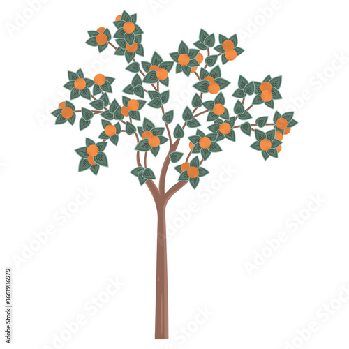 Indian Tree and Floral Botanical Vector Illustration in Pichwai and Mughal Art Style