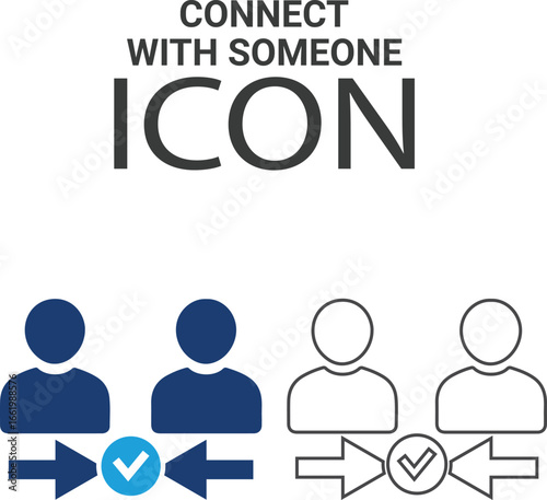 Connect with someone icons, Line art icons design. Containing network, join, collaboration, connectivity, interaction, cable, integration, and connection icons. Solid icon collection.