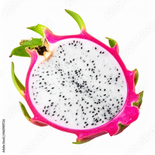 Dragon fruit slice on white background