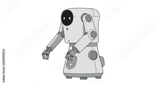 Minimalist robot in monochrome style with futuristic design