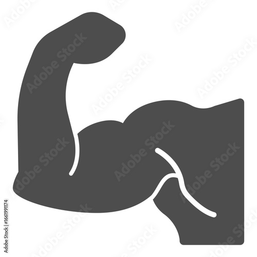 Muscular man arm solid icon, body builder concept. Vector graphics. Arm muscles of bodybuilder athlete sign on white background, glyph style icon for mobile or web design.