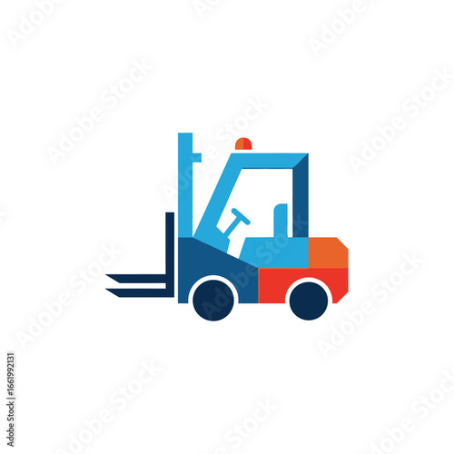 Illustration of a forklift truck, a vehicle used in industry for lifting and moving materials.