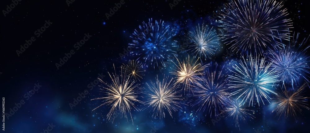 Naklejka premium The Stunning Display of Colorful Fireworks Illuminating the Night Sky