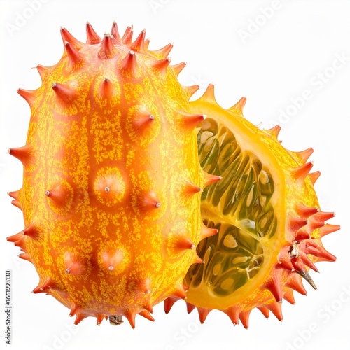 Kiwano fruit, white isolate background