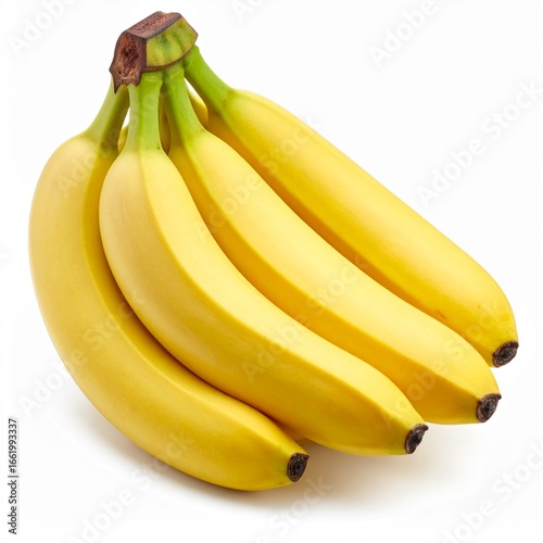 Bunch of ripe bananas on white background.