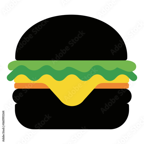 Simple illustration of a cheeseburger with lettuce.