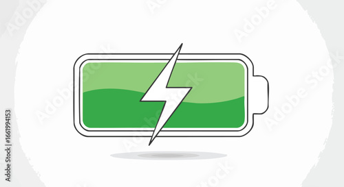 Free Download Stylized battery icon illustration showcasing full charge and rapid power boost with a lightning bolt, perfect for energy and technology visuals - GFXLoad