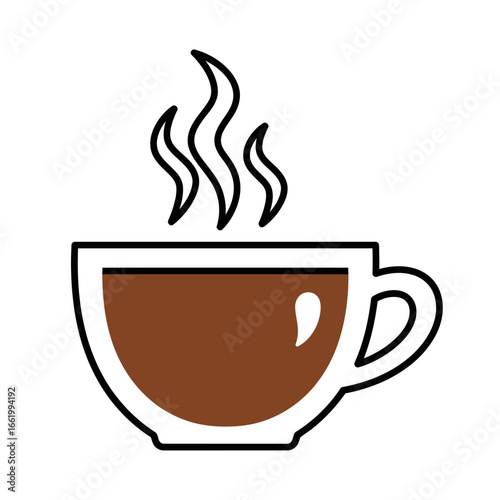 A steaming cup of dark brown coffee in a clear mug.