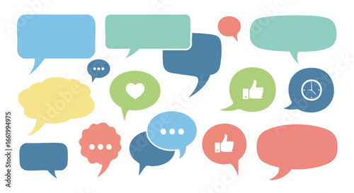 Conceptual flat design showcasing the dynamics of digital dialogue and feedback elements for social networking and interaction representation