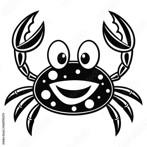 Cute cartoon crab with big eyes and a happy smile