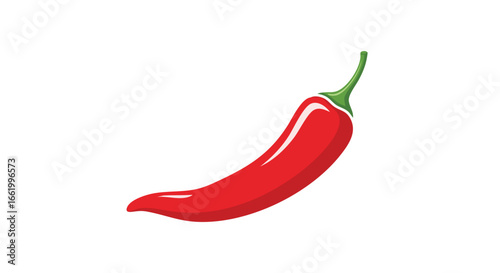 Illustration of a Red Chili Pepper with Smooth Gradient and White Background Depicting Sharpness and Culinary Heat