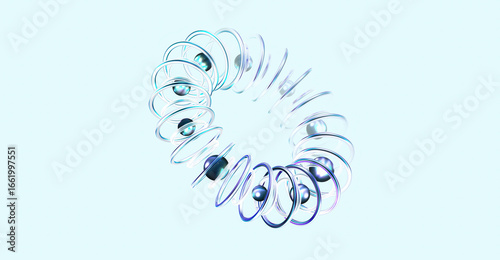 Abstract Spiral with Spheres: A captivating design featuring a spiral shape adorned with spheres, creating a sense of movement and elegance. The artwork plays with light and shadow.