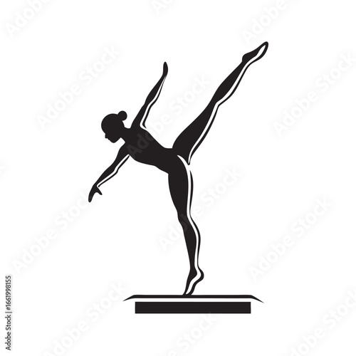 Gymnast Performing Backflip On Balance Beam Silhouette