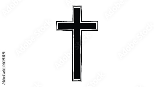 Christian Cross: A stark black cross stands prominently, a symbol of faith, hope, and redemption against an ethereal backdrop.