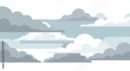 Stylized atmospheric cloudscape illustration with layers of pastel hues and soft shapes that evoke serene beauty