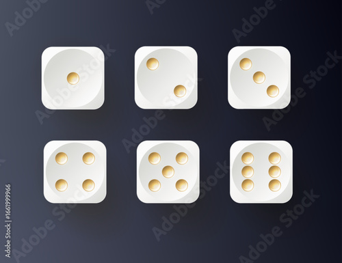Dice collection. Game dice. Dice in realistic design from one to six. Vector