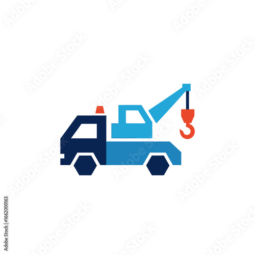 Illustration of a tow truck with a crane and hook for roadside assistance.