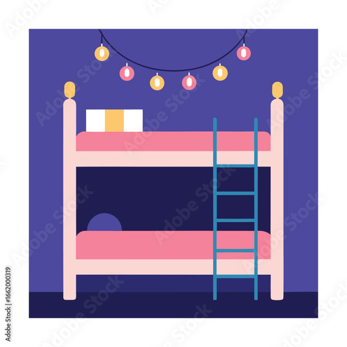 Children’s Bunk Bed Room with Ladder and Hanging Furniture