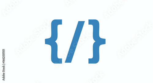 Minimalist programming symbol featuring curly braces and a slash, embodying software development concepts and code logic