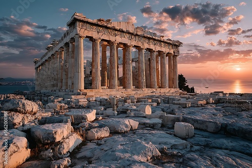 Wallpaper Mural Ancient greek temple sunset high resolution picture Torontodigital.ca