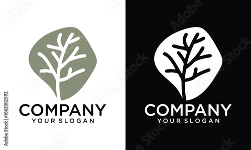 Creative Abstract tree root or twig. Vector logo icon template