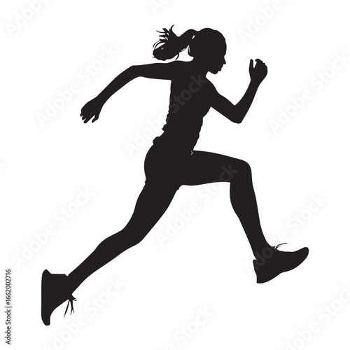 Vector art of silhouette of a female athlete running
