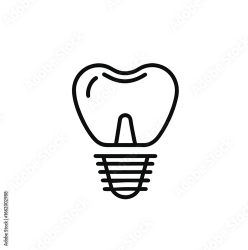 Dental implant outline vector icon for medical and dental use