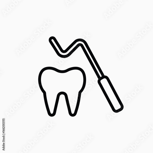 Outline dental instrument icon on white background