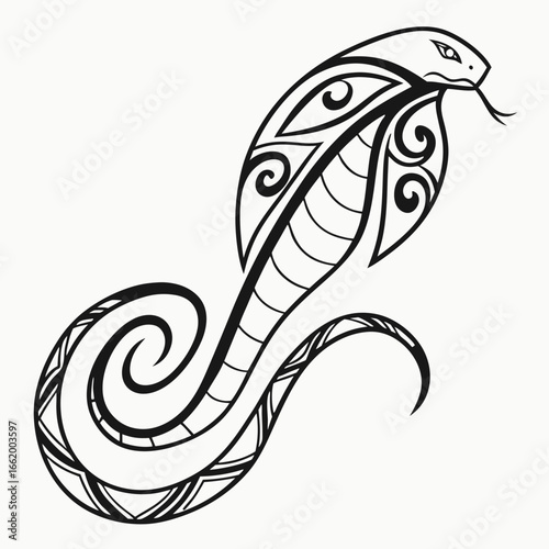 Cartoon serpent tattoo vector illustration