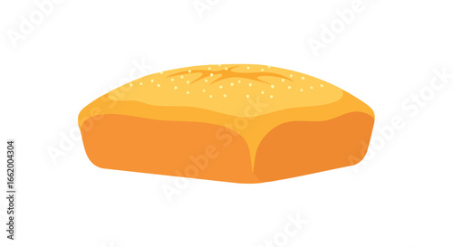 Artistic illustration of a golden brown loaf, complete with scattered sesame seeds, creating a visually appetizing bakery item depiction