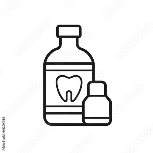 Clean mouthwash bottle outline icon on white background